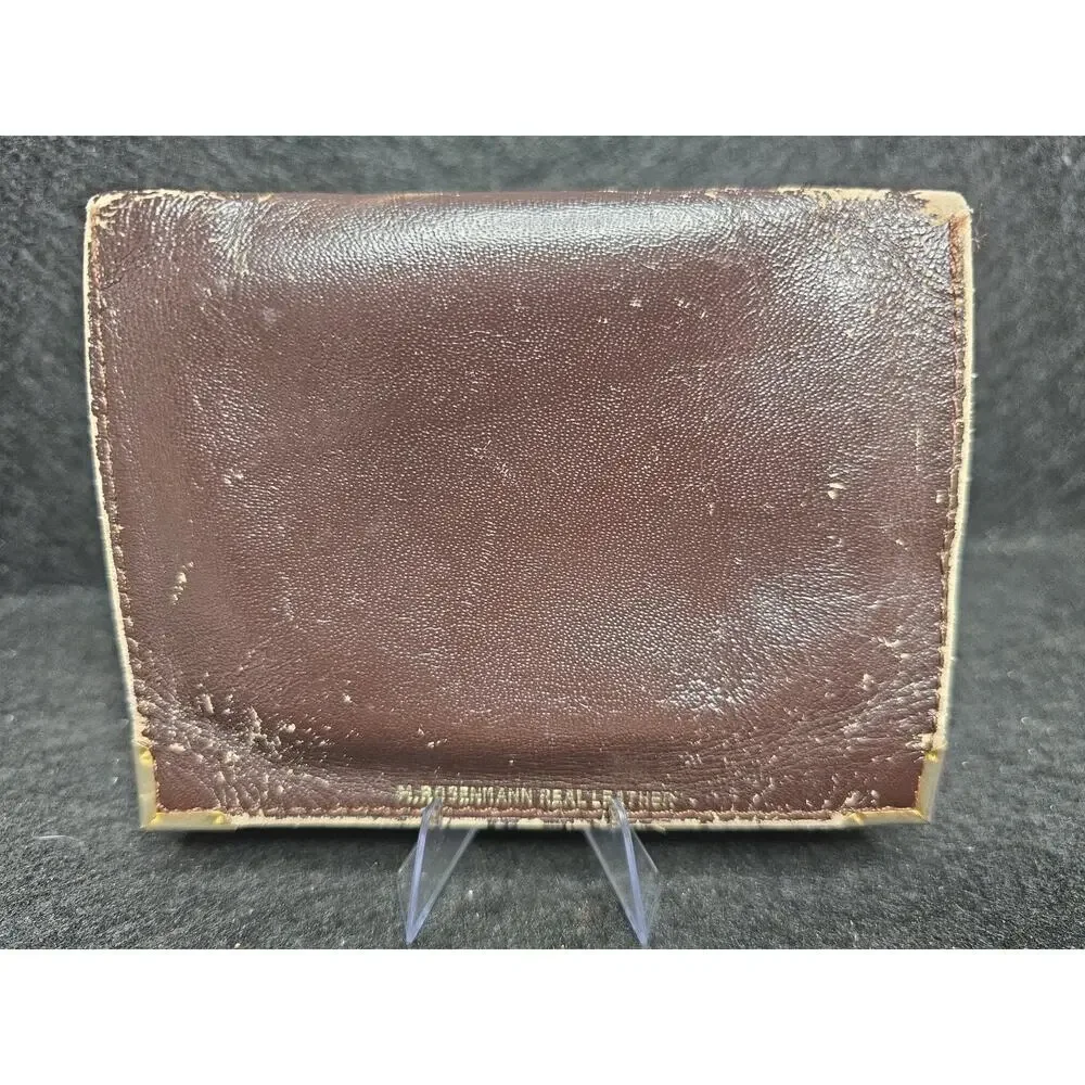 Vintage m. ROSENMANN Brown Leather Card Wallet Minimalist Case Retro